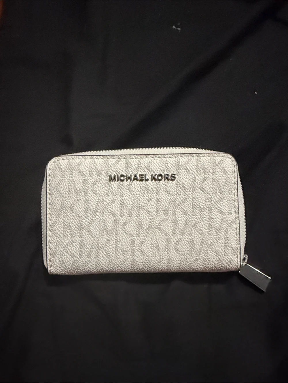 Michael Kors Metallic Silver Signature Zip-Around Wallet